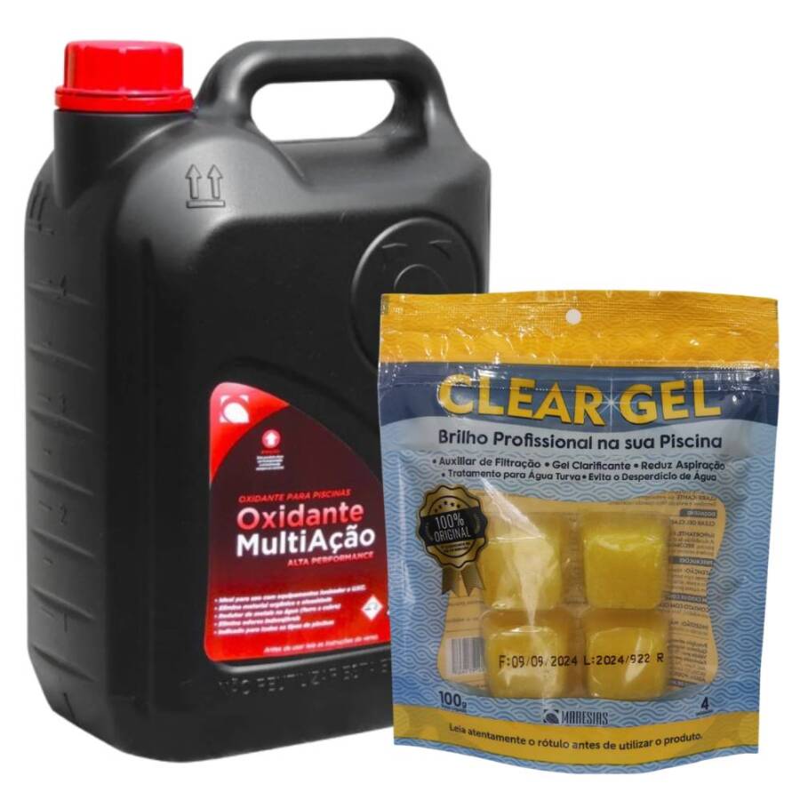 Oxidante Multitarefa Alta Performance Maresias + Clear Gel Auxiliar de Filtragem Super Clarificante